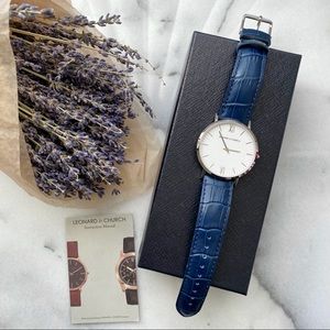 Leonard & Church Madison Watch in Silver/ Navy
